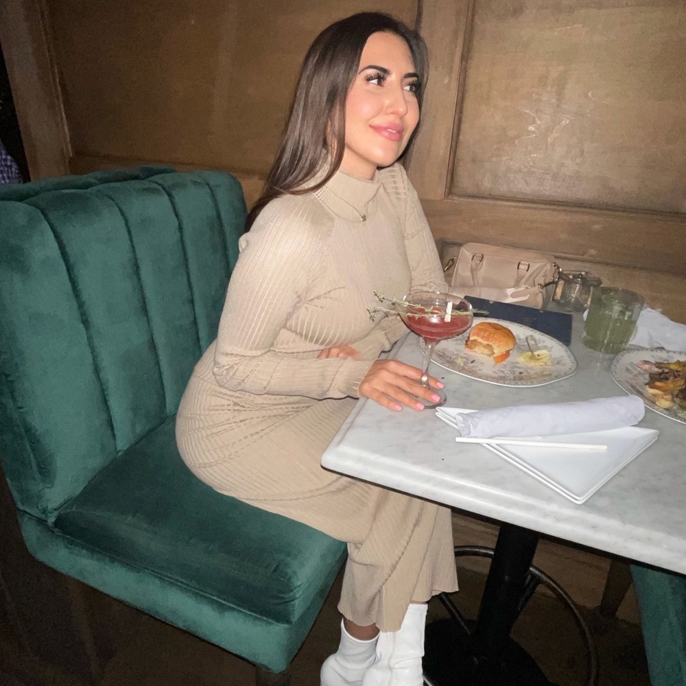 SHEIN Nude Turtleneck Long Sleeve Thick Maxi Dress